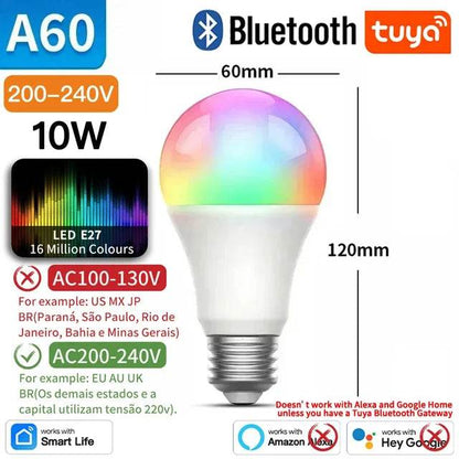 TNCE Tuya E27 Bulb WIFI/Zigbee/Bluetooth, Dimmable Light LED lamp 2700-6500k RGB, Smart Life APP, Voice with Alexa Google Home - MarvelouStoree