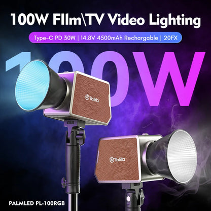 Marveloustoree 100W RGB LED Fill Portable COB Continuous Studio Lighting Mini Bowens Rechargeable Video Photography Light