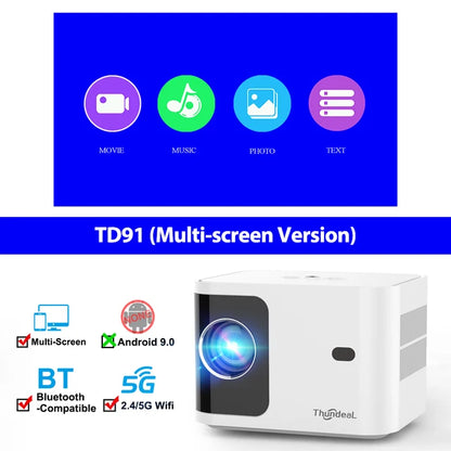 ThundeaL HD Mini Projector TD91 for Full HD 1080P 4K Video 5G WIFI Android Portable Projector TD91W Home Theater Cinema Beamer