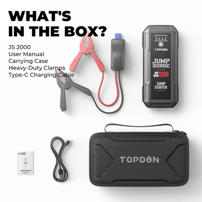 Topdon JS2000 2000A Jump Starter Power Bank 12V Car Starting Device 16000Mah Battery Jump Start for Car Booster - MarvelouStoree