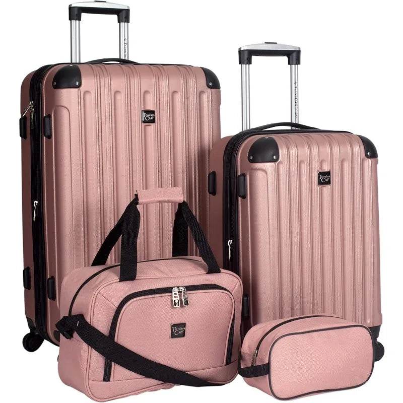 Travelers Club Expandable Midtown Hardside 4-Piece Luggage Travel Set, Rose Gold - MarvelouStoree