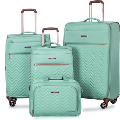 Travelhouse 4 Piece Luggage Set Softside Expandable Lightweight Suitcase with Double Spinner Wheels - MarvelouStoree