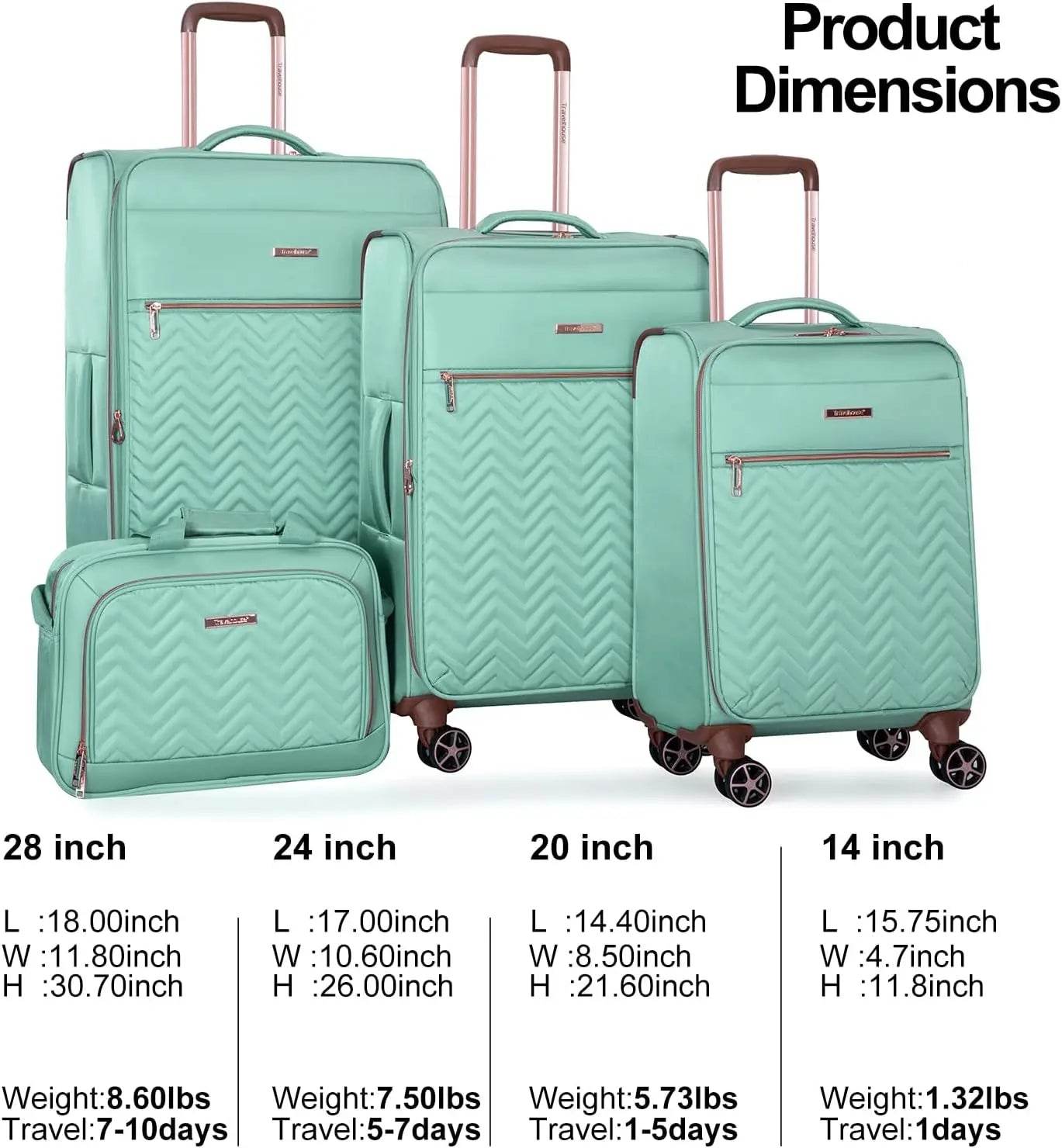 Travelhouse 4 Piece Luggage Set Softside Expandable Lightweight Suitcase with Double Spinner Wheels - MarvelouStoree