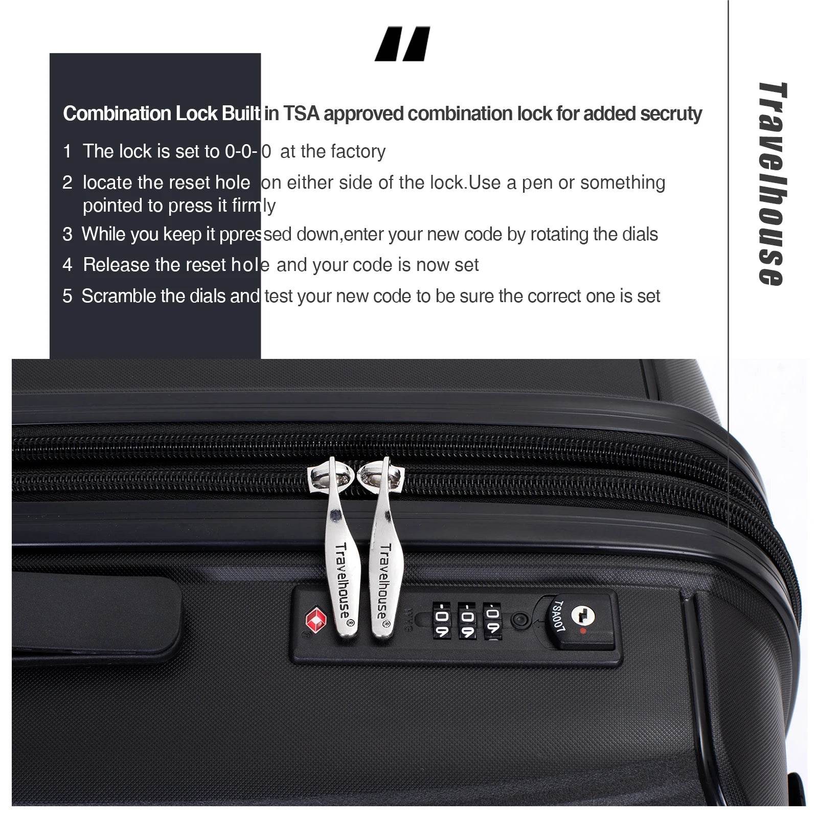 Travelhouse Expandable Hardshell Suitcase Double Spinner Wheels PP Luggage Sets Suitcase with TSA Lock,3-Piece Set (20/24/28） - MarvelouStoree