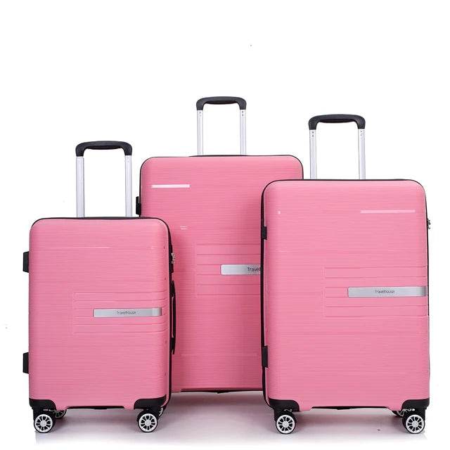 Travelhouse Hardshell Suitcase PP Luggage Sets Lightweight Durable Suitcase with TSA Lock,3-Piece Set (20/24/28) - MarvelouStoree