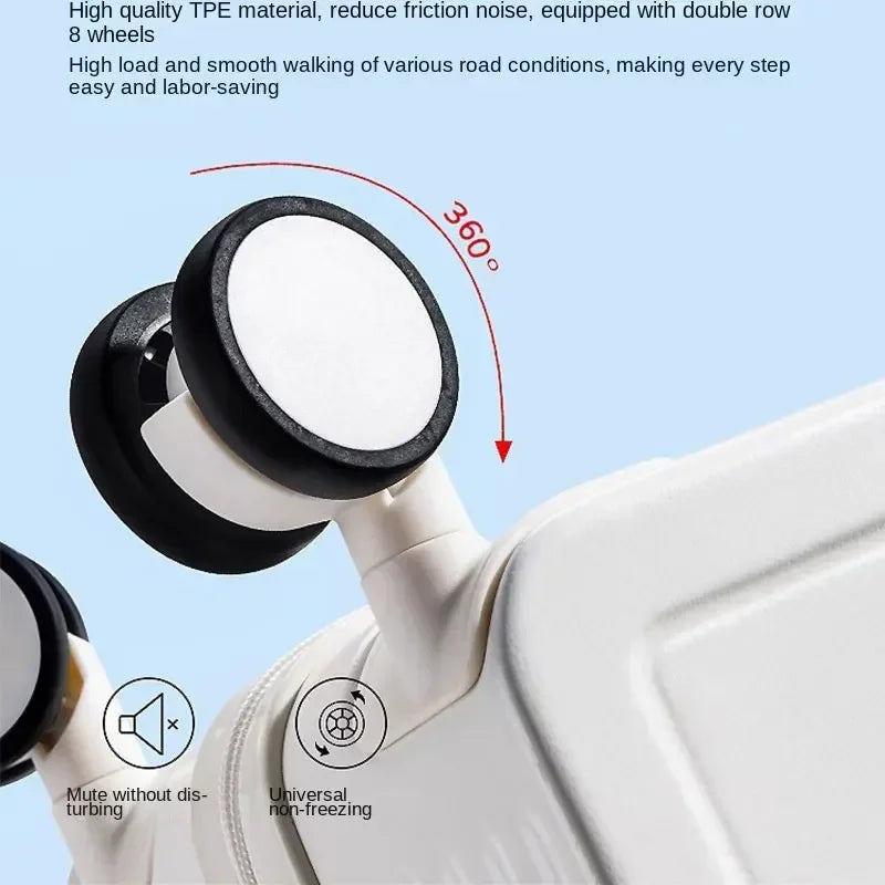 Trolley Suitcase External USB Charging Port Foldable Cup Holder Side Hook Boarding Combination Lock Suitcases 18 20 22 24 inch