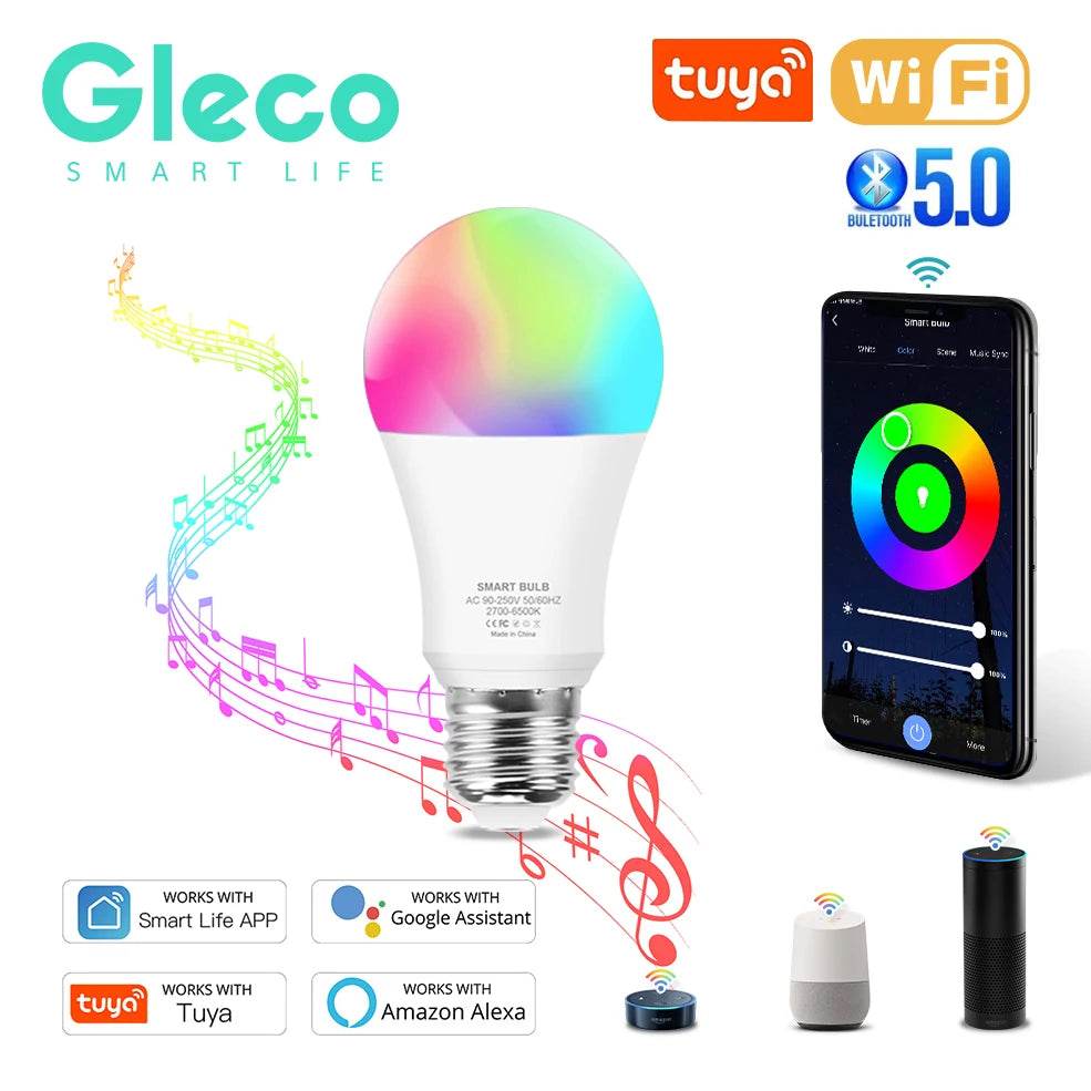 Tuya Smart Wifi Bulb E27 Bluetooth Led Light Bulbs Smart Home RGB Led Lamp Works With Alexa, Google Home,Required Gateway - MarvelouStoree