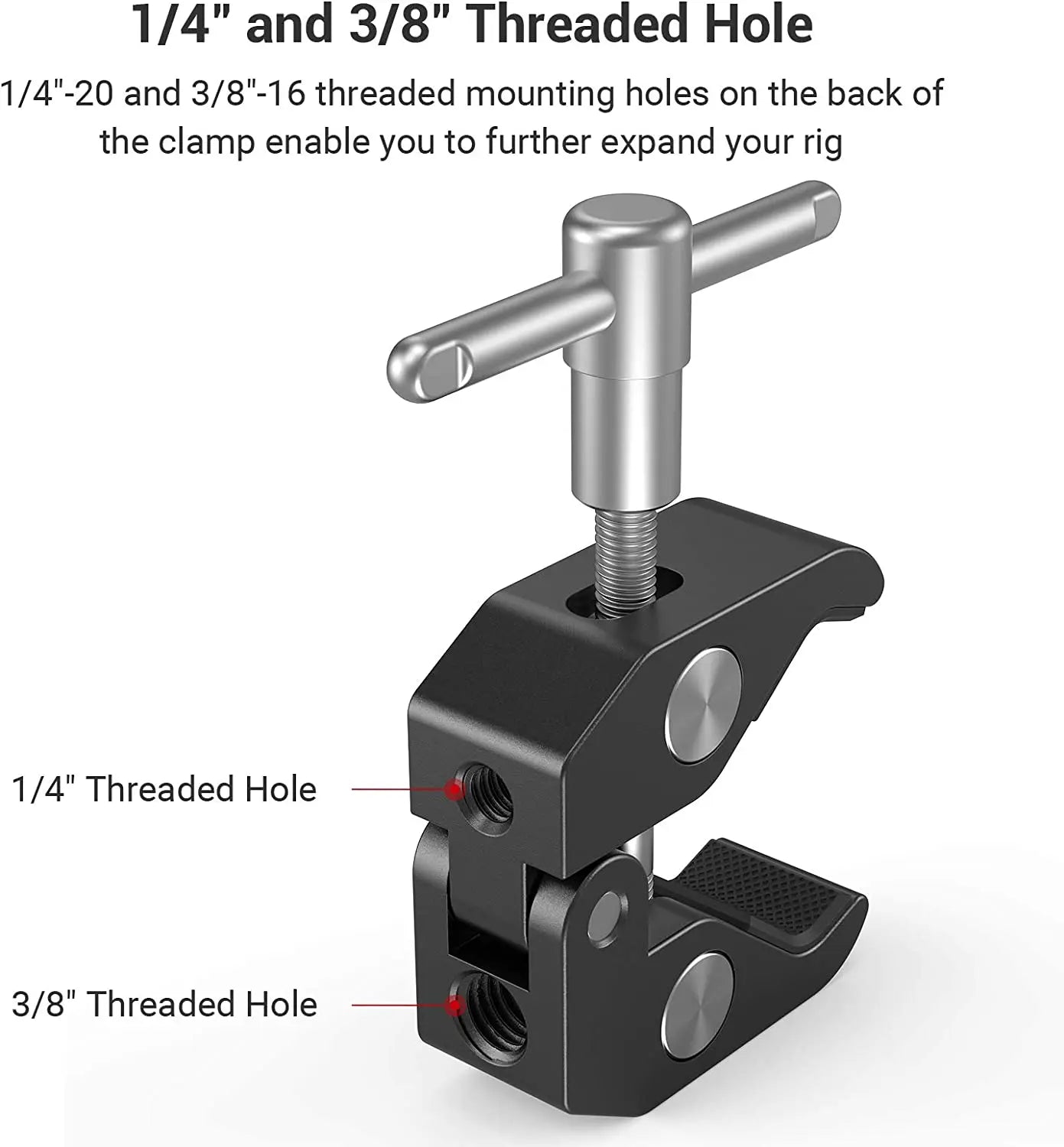 SmallRig Clamp w/ 1/4" and 3/8" Thread and 9.5 Inches Adjustable Friction Power Articulating Magic Arm for LCD Monitor/LED Light