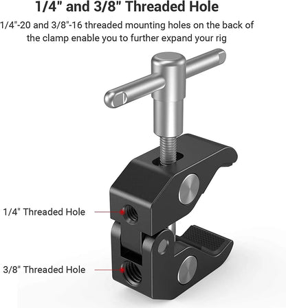 SmallRig Clamp w/ 1/4" and 3/8" Thread and 9.5 Inches Adjustable Friction Power Articulating Magic Arm for LCD Monitor/LED Light