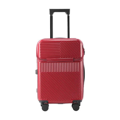 US Multi-Functional Front Fastening Luggage Large Capacity Women's Suitcase Cup Holder Trolley Case Luggage Case 20-Inch