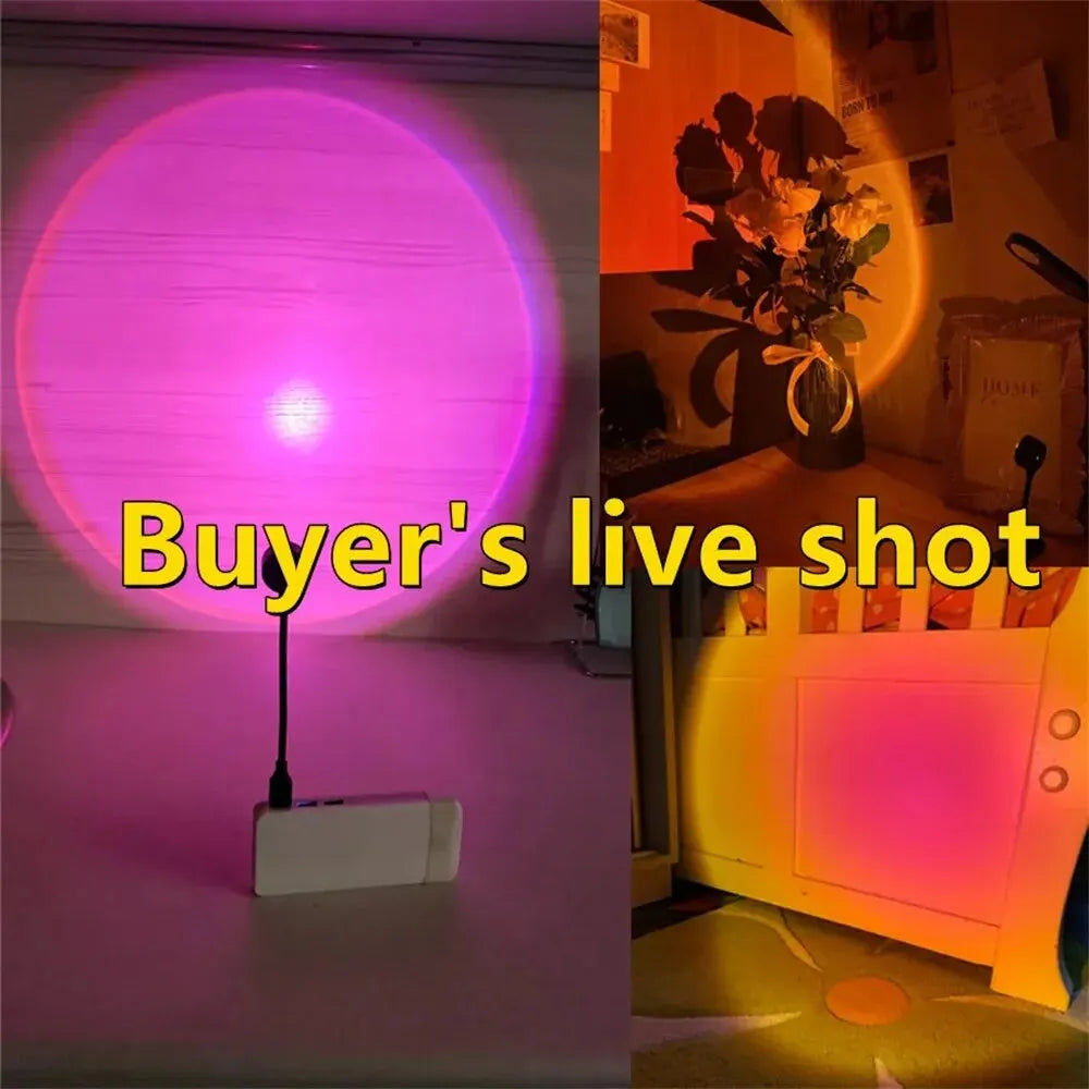 Marveloustoree USB Sunset Light Mobile Phone Self Photography Light LED Rainbow Neon Night Light Projector Photography Wall Atmosphere Light