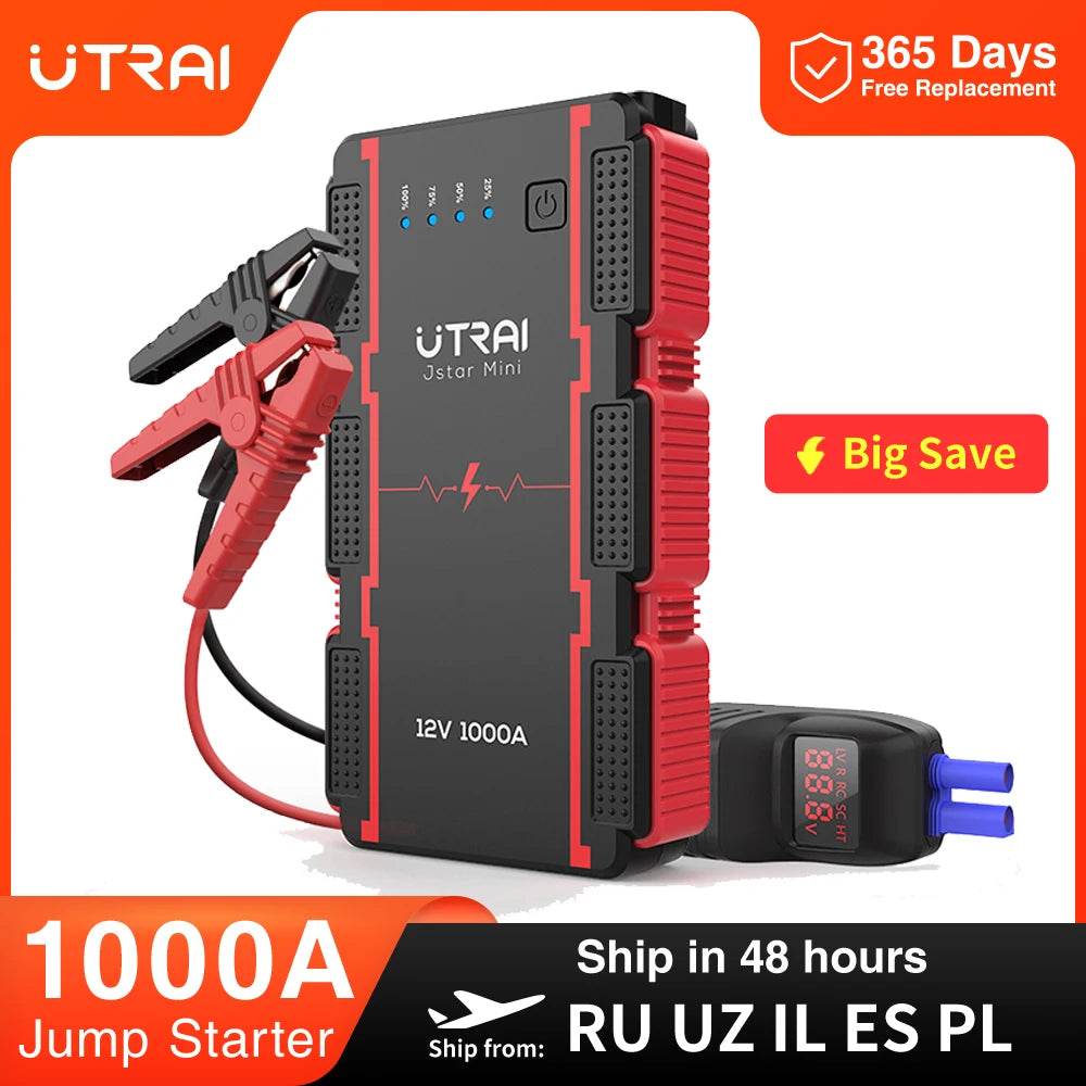 UTRAI 1000A Jump Starter Power Bank Starting Device Portable Charger Emergency Booster 12V Car Battery Jump Starter - MarvelouStoree