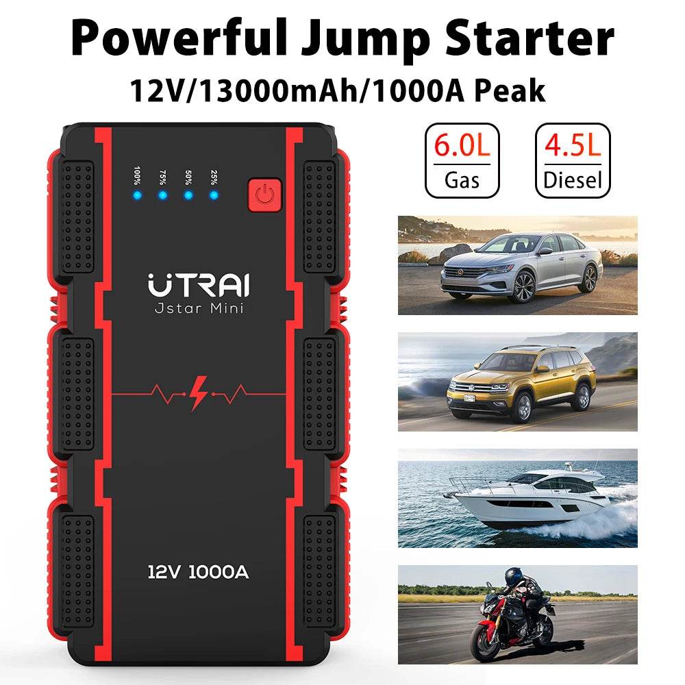 UTRAI 1000A Jump Starter Power Bank Starting Device Portable Charger Emergency Booster 12V Car Battery Jump Starter - MarvelouStoree