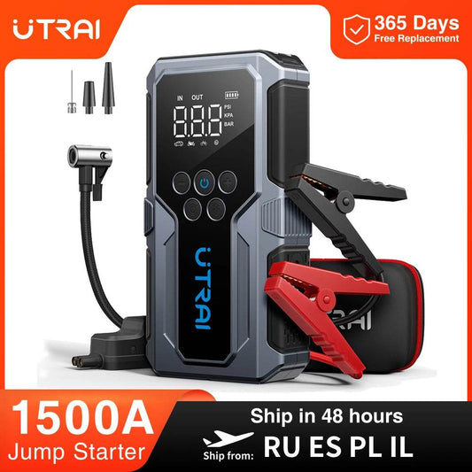 UTRAI 1500A Car Jump Starter Power Bank Portable 150PSI Air Pump Car Battery Emergency Boosters Starting Device Car Starter 2024 - MarvelouStoree