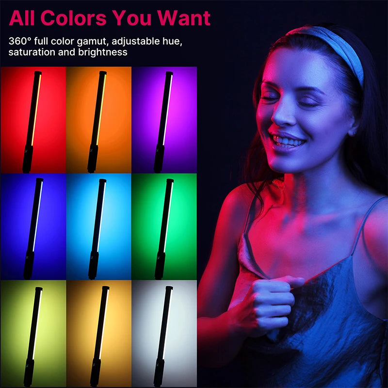 Marveloustoree Handheld RGB Colorful Stick Light 19.68 inch Handheld LED Light Wand CRI 95+ 2500K-9000K Photography Studio Lamp