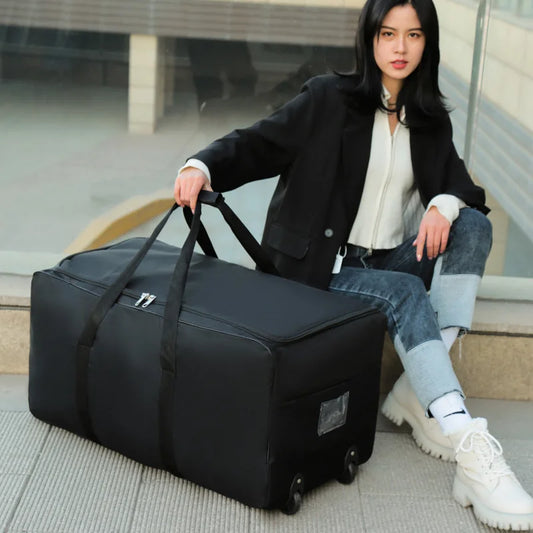 Unisex Universal Wheel Travel Bag Large Capacity Duffle Durable Oxford Simple Multifunction Handbag Luggage Suitcase XA573F