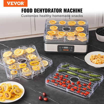 VEVOR 5 Tray Food Dehydrator Machine 300W Stainless Steel Electric Food Dryer w/ Digital Adjustable Timer & Temperature - MarvelouStoree