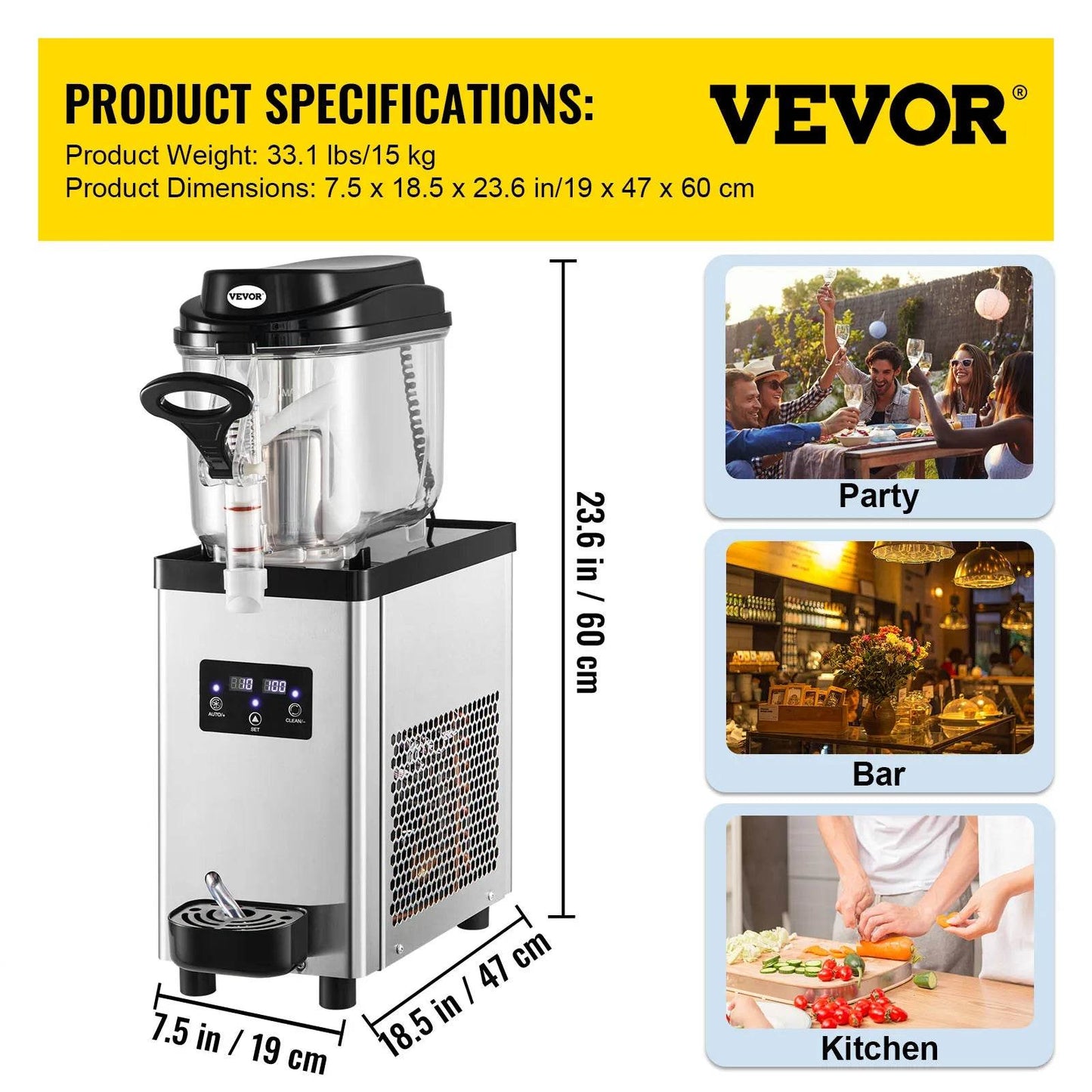 VEVOR 6L Commercial Slushy Machine Slushy Maker with Automatic Speed Control Vending Machine Drink Dispenser for Reastaurant Bar - MarvelouStoree