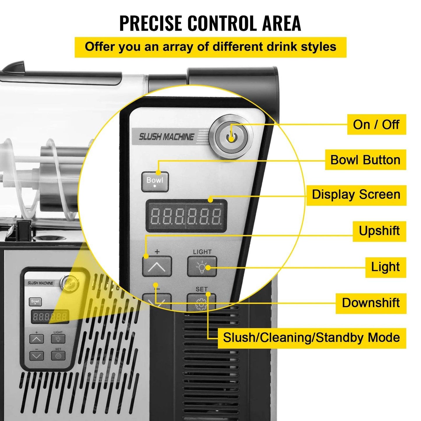 VEVOR Commercial Slushy Machine 3L Single Bowl machine a slush 330W Frozen Drink Machine with Temperature Preservation Black - MarvelouStoree