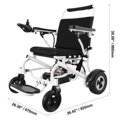 VEVOR Electric Wheelchair for Adults Seniors Lightweight Foldable Motorized Power Wheelchairs Long Range Aluminum Alloy Chair