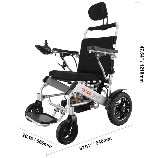 VEVOR Electric Wheelchair for Adults Seniors Lightweight Foldable Motorized Power Wheelchairs Long Range Aluminum Alloy Chair