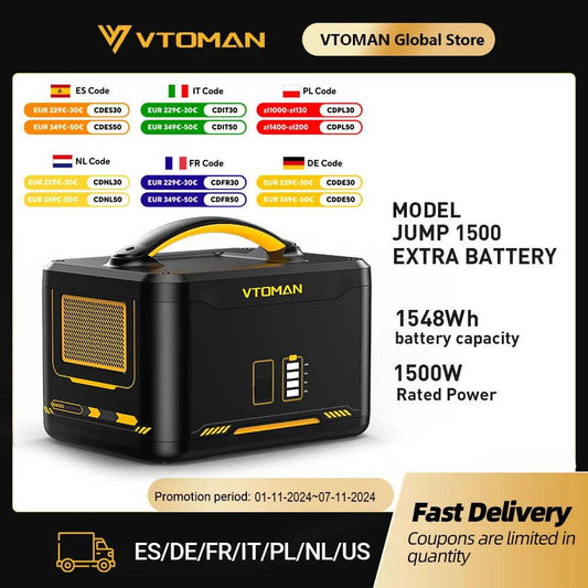 VTOMAN Jump 1500 Extra Battery 1548Wh, Backup LiFePO4 (LFP) Battery Jump 1000 & Jump 1500X & Jump 1800 Power - MarvelouStoree