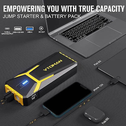 VTOMAN Power Bank 20000mAh Jump Starter Portable Charger Car Booster 4500A Auto Starting Device Emergency Car Battery Starter - MarvelouStoree