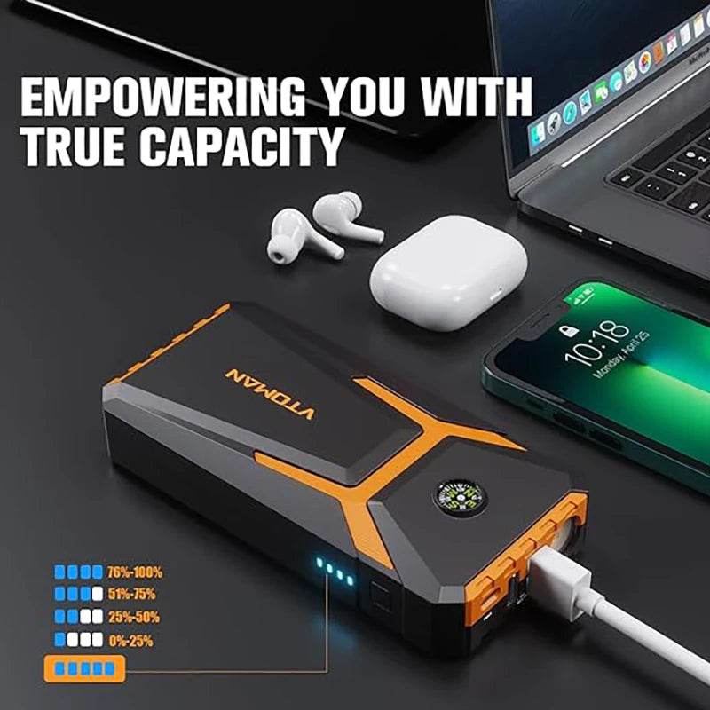 VTOMAN V6 Pro Car Jump Starter Power Bank 2000A Car Battery Charger Auto Emergency Booster Starting Device Jump Starter - MarvelouStoree