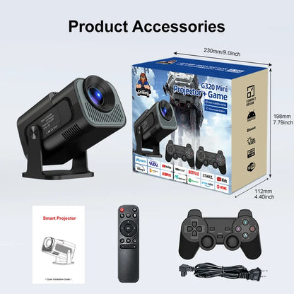 Velec Video Game Console With 4K Android Projector HY320 MINI 2.4G Double Wireless Controller Retro Classic Games 20000+