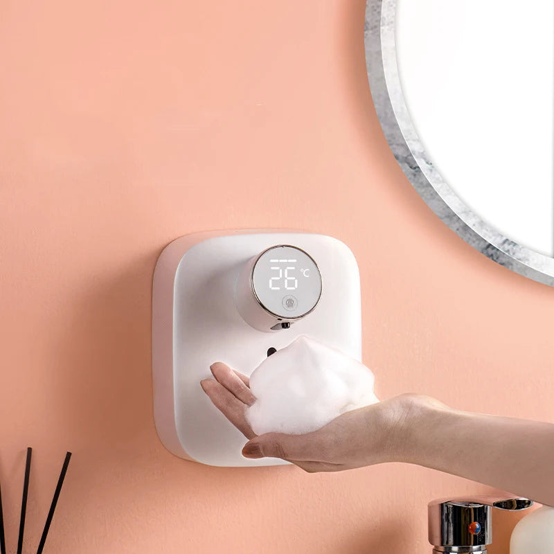 Wall-mounted Automatic Soap Dispenser Multifunctional Infrared Sensor LED Digital Display Touchless Foam USB Rechargeable