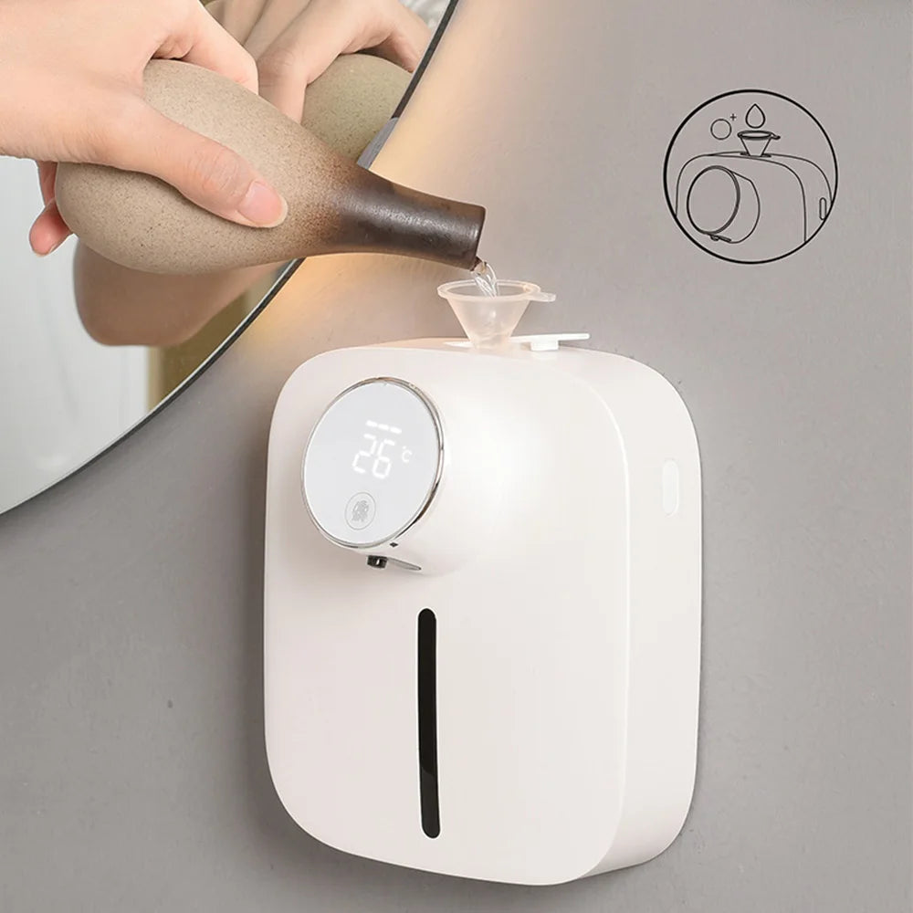 Wall-mounted Automatic Soap Dispenser Multifunctional Infrared Sensor LED Digital Display Touchless Foam USB Rechargeable