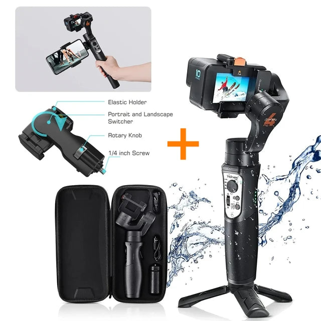 Waterproof Gopro12/11/10 Hero Dji Osmo Insta360 ONE R Action Camera Handheld 3-Axis Tripod Gimbals Stabilizer hohem iSteady Pro4