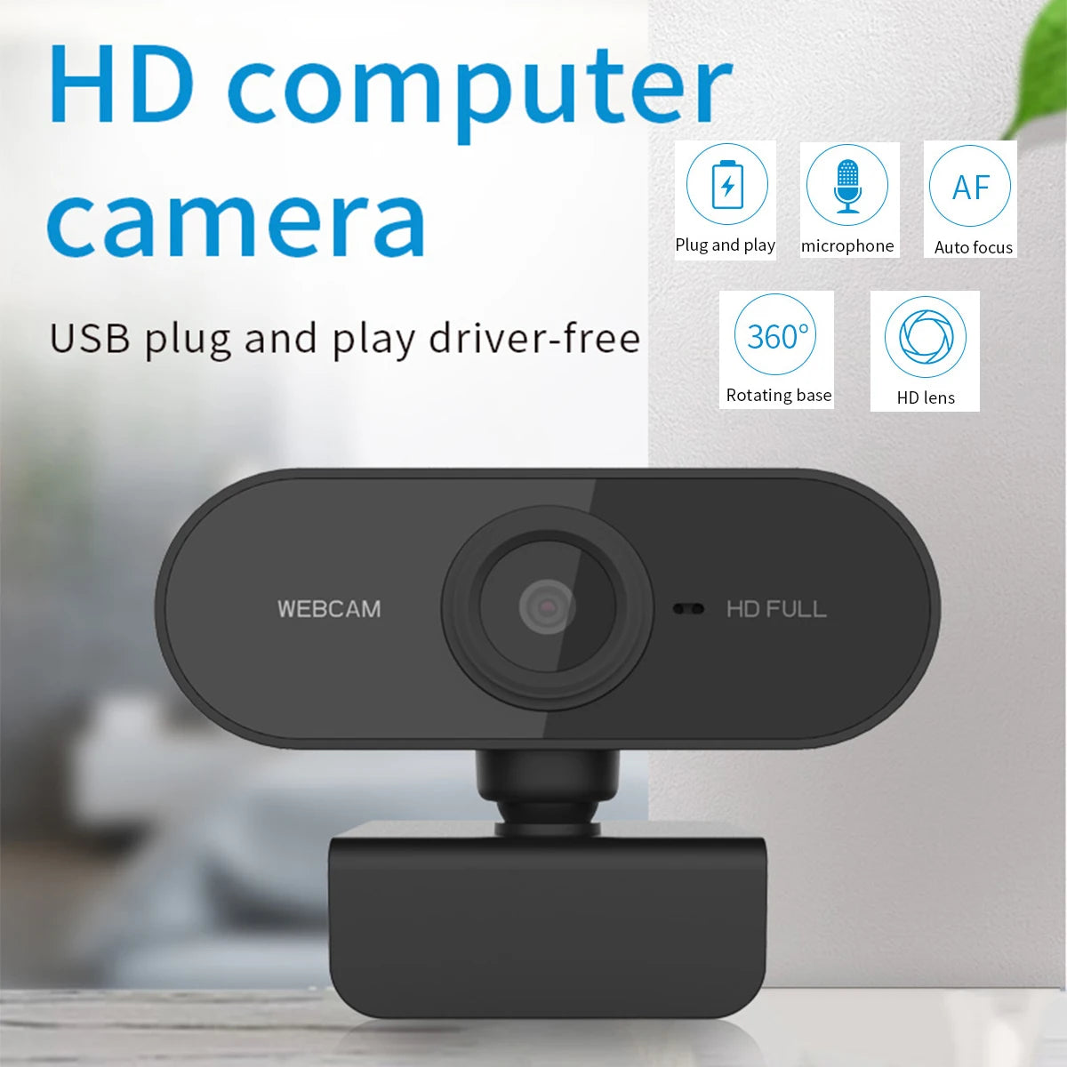 Webcam Computer Camera 1080P HD USB With Microphone Support  Desktop Computer Laptop Suitable For Live Video Call Conference