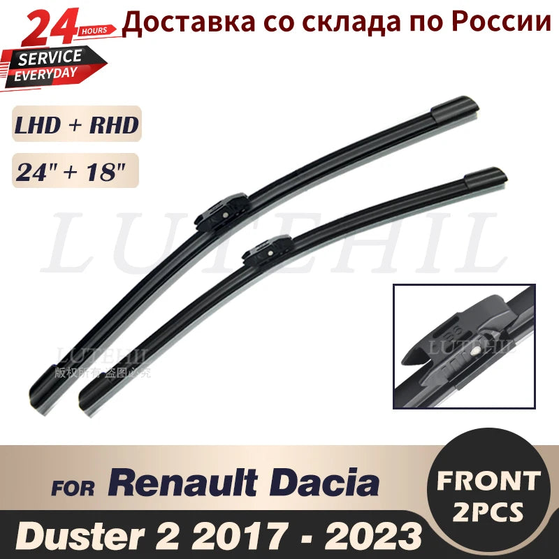 Wiper Front Wiper Blades For Renault Dacia Duster MK2 2017 - 2023 2018 2019 2020 2021 Windshield Windscreen Front Window 24"+18"