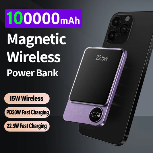 Wireless Power Bank Magnetic 100000mAh Portable Powerbank Fast Charger For iPhone Xiaomi Samsung For All Magnetic Series Phone