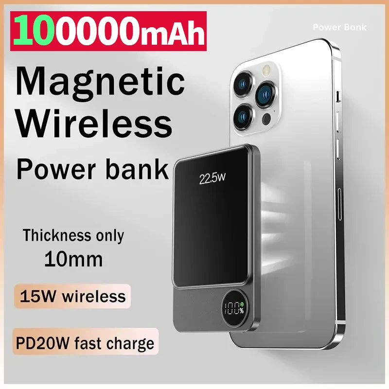 Wireless Power Bank Magnetic 100000mAh Portable Powerbank Fast Charger For iPhone Xiaomi Samsung For All Magnetic Series Phone