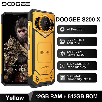 World Premiere DOOGEE S200 5G Rugged Phone 6.72" 120Hz Display 12GB RAM 256GB ROM 100MP AI Main Camera 10100mAh Android 14 NFC