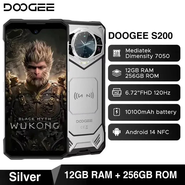 World Premiere DOOGEE S200 5G Rugged Phone 6.72" 120Hz Display 12GB RAM 256GB ROM 100MP AI Main Camera 10100mAh Android 14 NFC