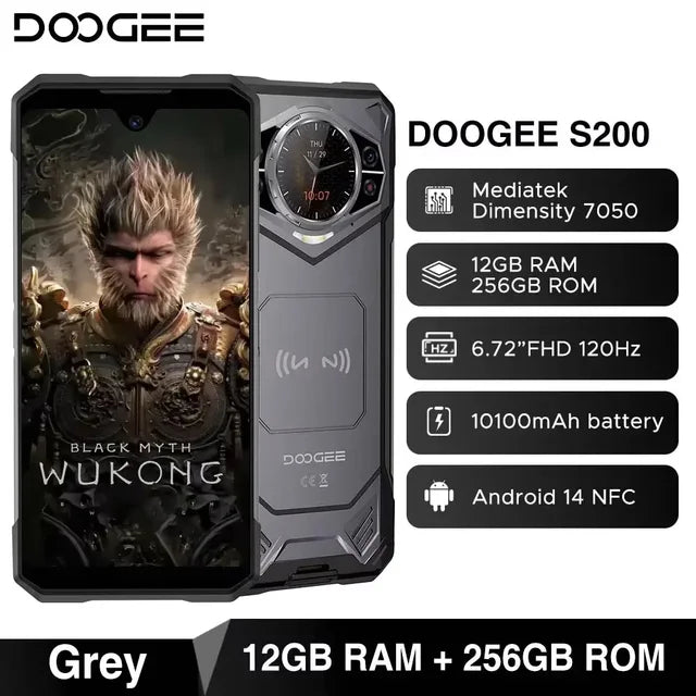 World Premiere DOOGEE S200 5G Rugged Phone 6.72" 120Hz Display 12GB RAM 256GB ROM 100MP AI Main Camera 10100mAh Android 14 NFC