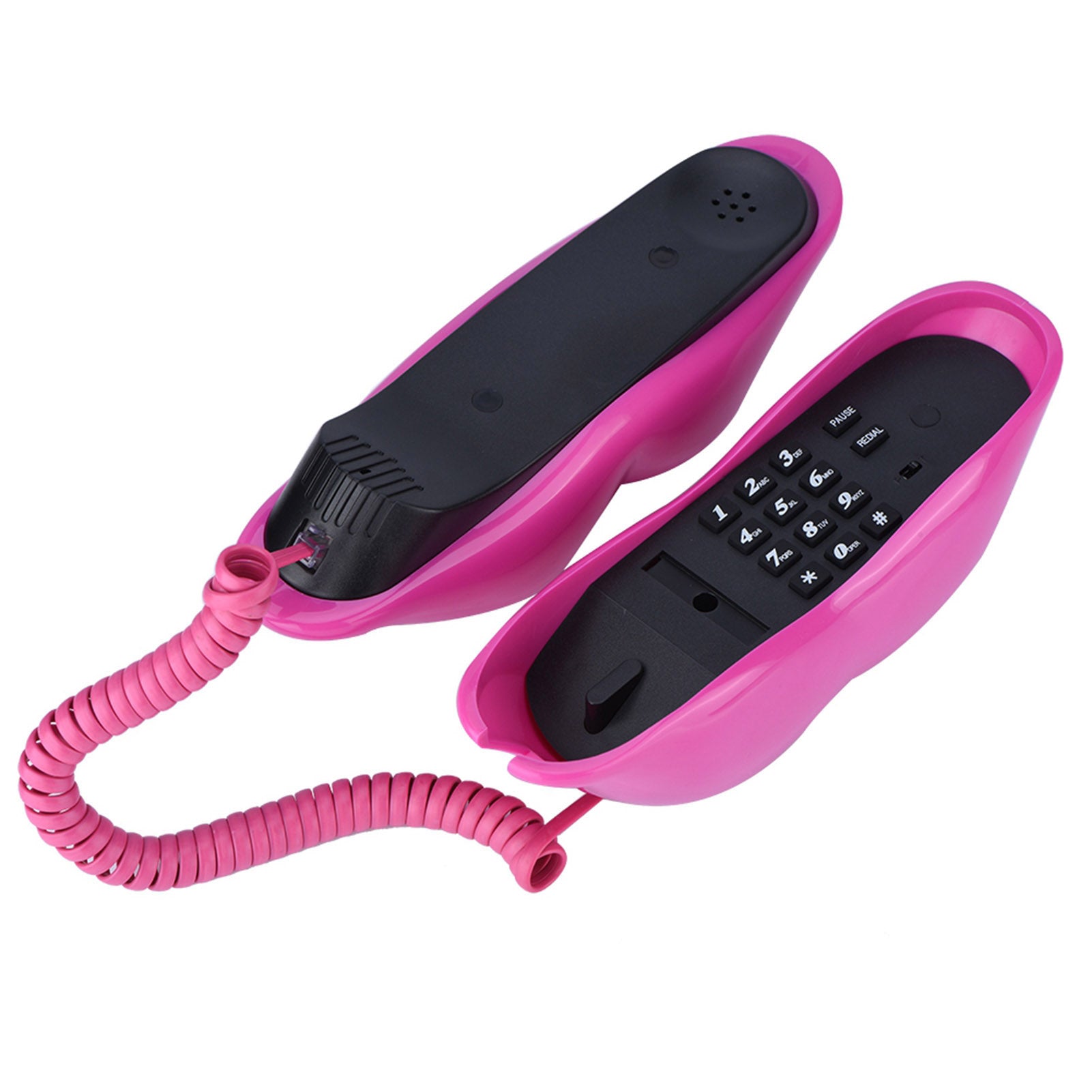 Cute Lips Shape Telephone Red Phone Multi-Functional Wired Landline Desktop Corded Fixed Phone for Home Hotel Office Decoration