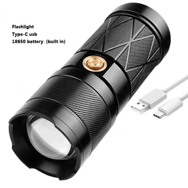 XHP50 Super Bright Led Double Head Flashlight Waterproof Rechargeable Zoomable Torch Work Light Spotlight Floodling Lantern - MarvelouStoree