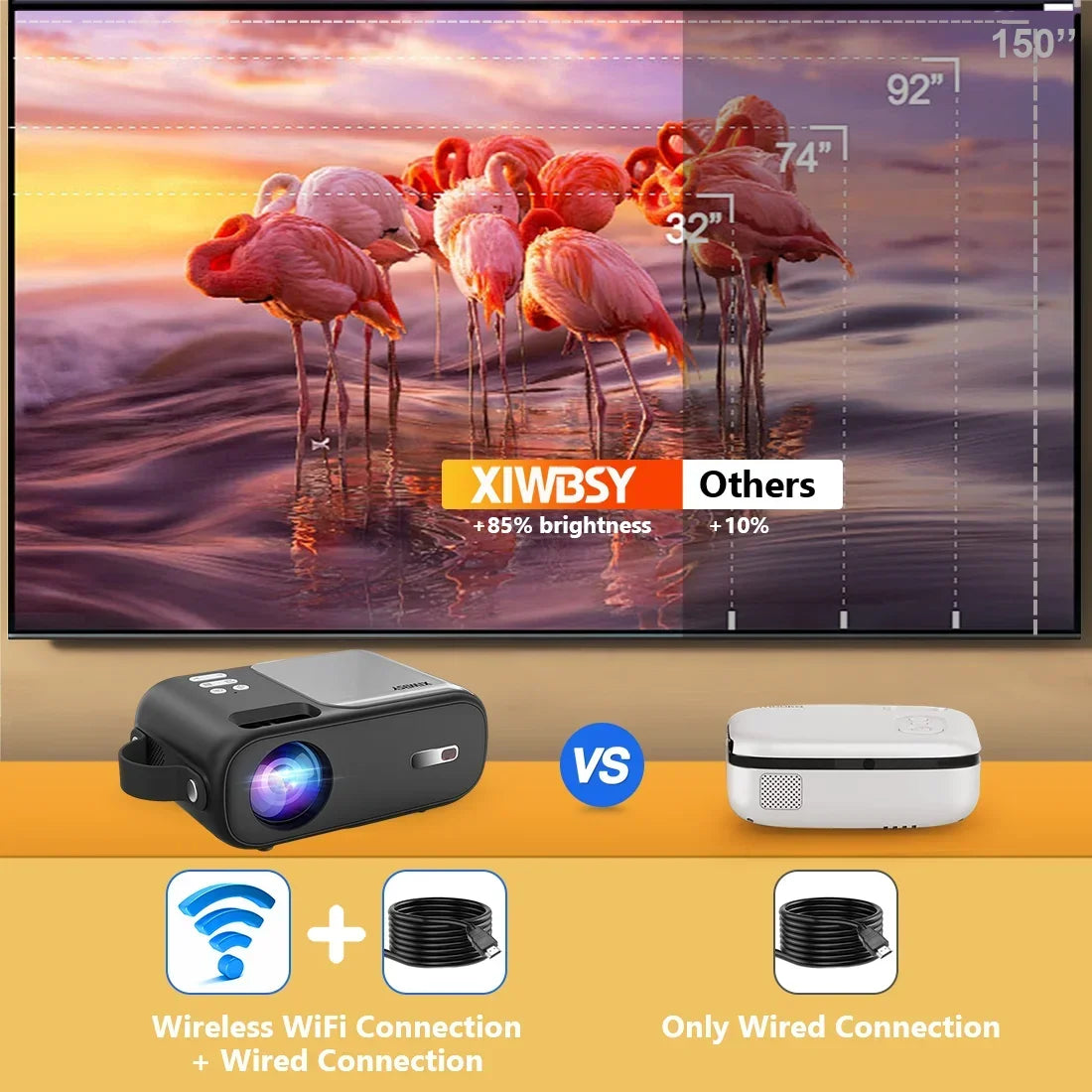 XIWBSY Android 4K Projector 12000 Lumens Native 1080P Wifi6 Projetor 300ANSI Home Cinema Outdoor Portable Proyector Beamer