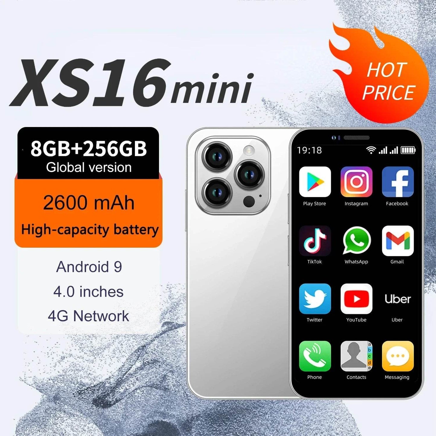 XS16 Mini Smartphone 4.0Inch HD Screen 8GB RAM 256GB ROM 2600mAh Android 9.0 Global Version Cell Phone Fashion Design 2025 - MarvelouStoree