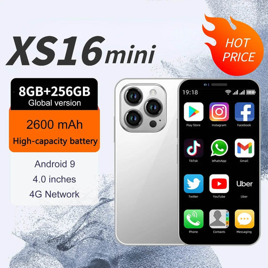 XS16 Mini Smartphone 4.0Inch HD Screen 8GB RAM 256GB ROM 2600mAh Android 9.0 Global Version Cell Phone Fashion Design 2025 - MarvelouStoree