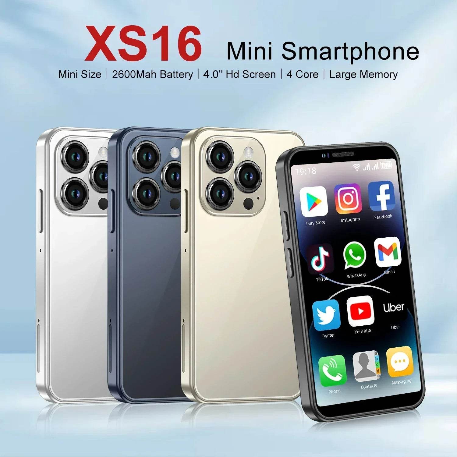 XS16 Mini Smartphone 4.0Inch HD Screen 8GB RAM 256GB ROM 2600mAh Android 9.0 Global Version Cell Phone Fashion Design 2025 - MarvelouStoree