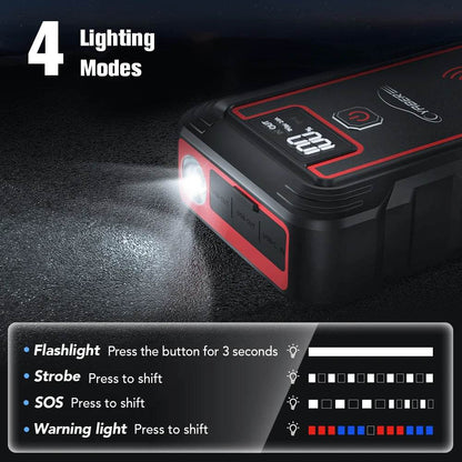 YABER 2500A Car Starter Battery 23800mAh Portable Car Battery 10W Wireless Charger LED Light Safety Batteri Charger Jump Starter - MarvelouStoree