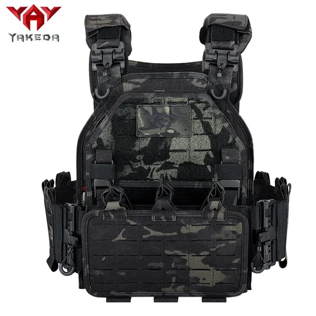 YAKEDA Light Weight Quick Release Combat Plate Carrier 1000D Nylon Molle Chaleco Tactico Tactical Vest Black