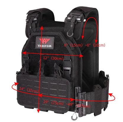 YAKEDA Light Weight Quick Release Combat Plate Carrier 1000D Nylon Molle Chaleco Tactico Tactical Vest Black