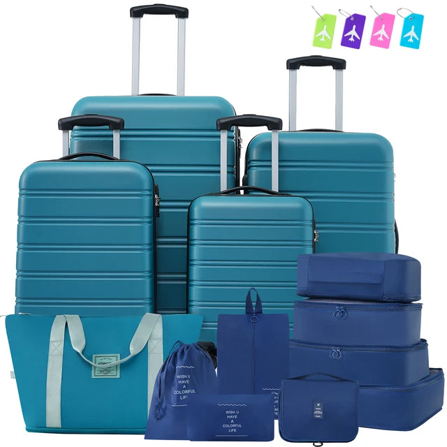 ZHUISHU Hardshell Luggage Sets 4 pcs with Bag Spinner Suitcase with TSA Lock Lightweight 16" 20" 24" 28" Luggages Travel Bags