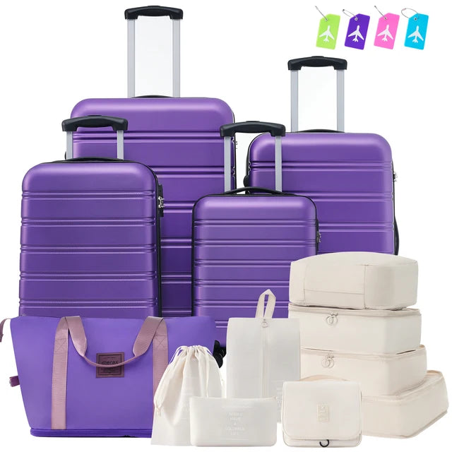 ZHUISHU Hardshell Luggage Sets 4 pcs with Bag Spinner Suitcase with TSA Lock Lightweight 16" 20" 24" 28" Luggages Travel Bags